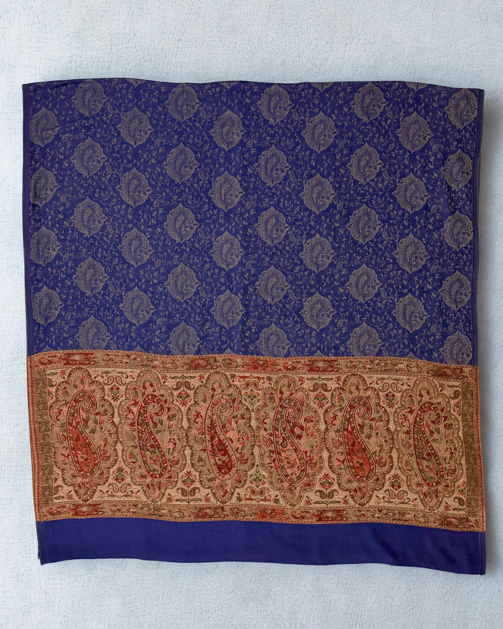 Fine Pashmina Ring Palladar shawl in navy blue, handwoven pashmina ring shawl, view 2