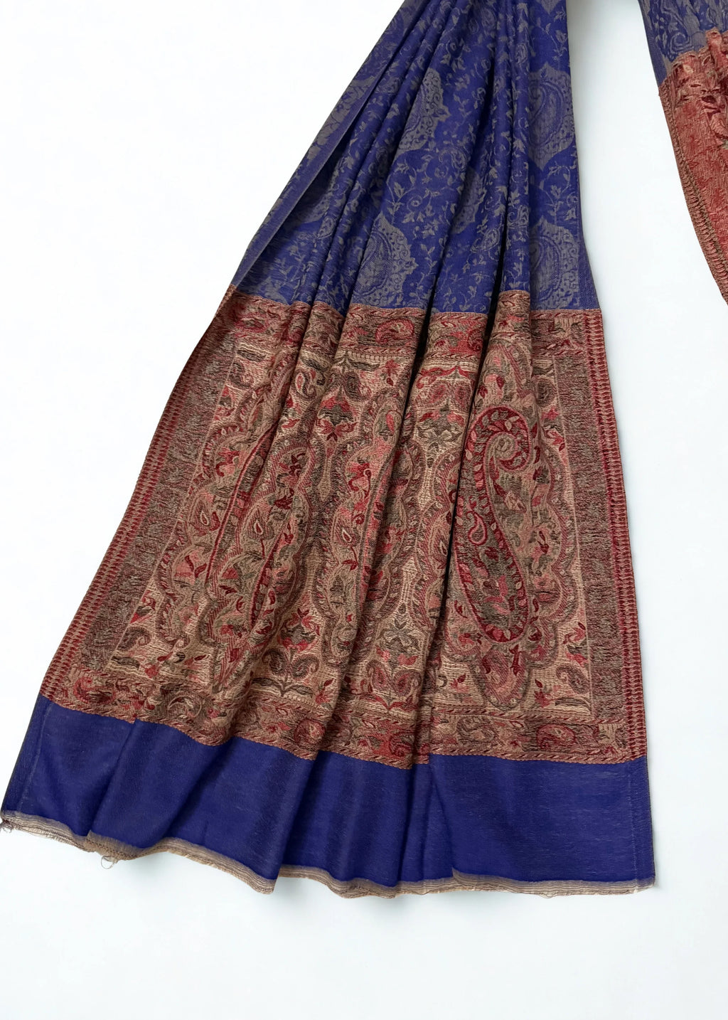 Fine Pashmina Ring Palladar shawl in navy blue, handwoven pashmina ring shawl, view 5