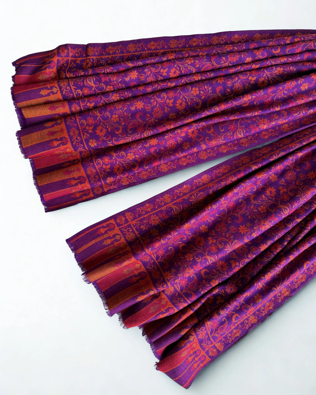 Pure Kashmiri Pashmina Kani shawl in violet, handwoven Kani pashmina, view 4