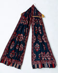 Pure Kashmiri Pashmina Kani shawl in navy blue, handwoven Kani pashmina
