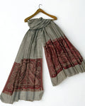 Fine Pashmina Ring Palladar shawl in grey, handwoven pashmina ring shawl