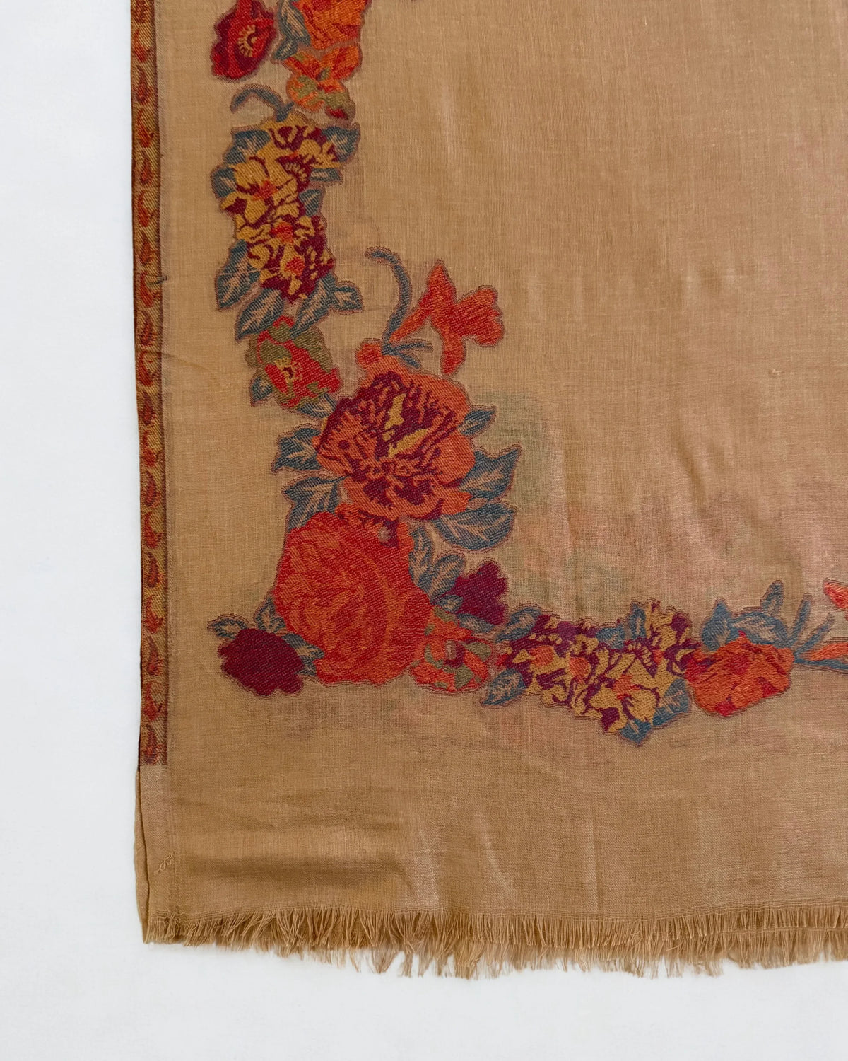 Everyday Kani shawl in khaki, handwoven in Kashmir, view 4