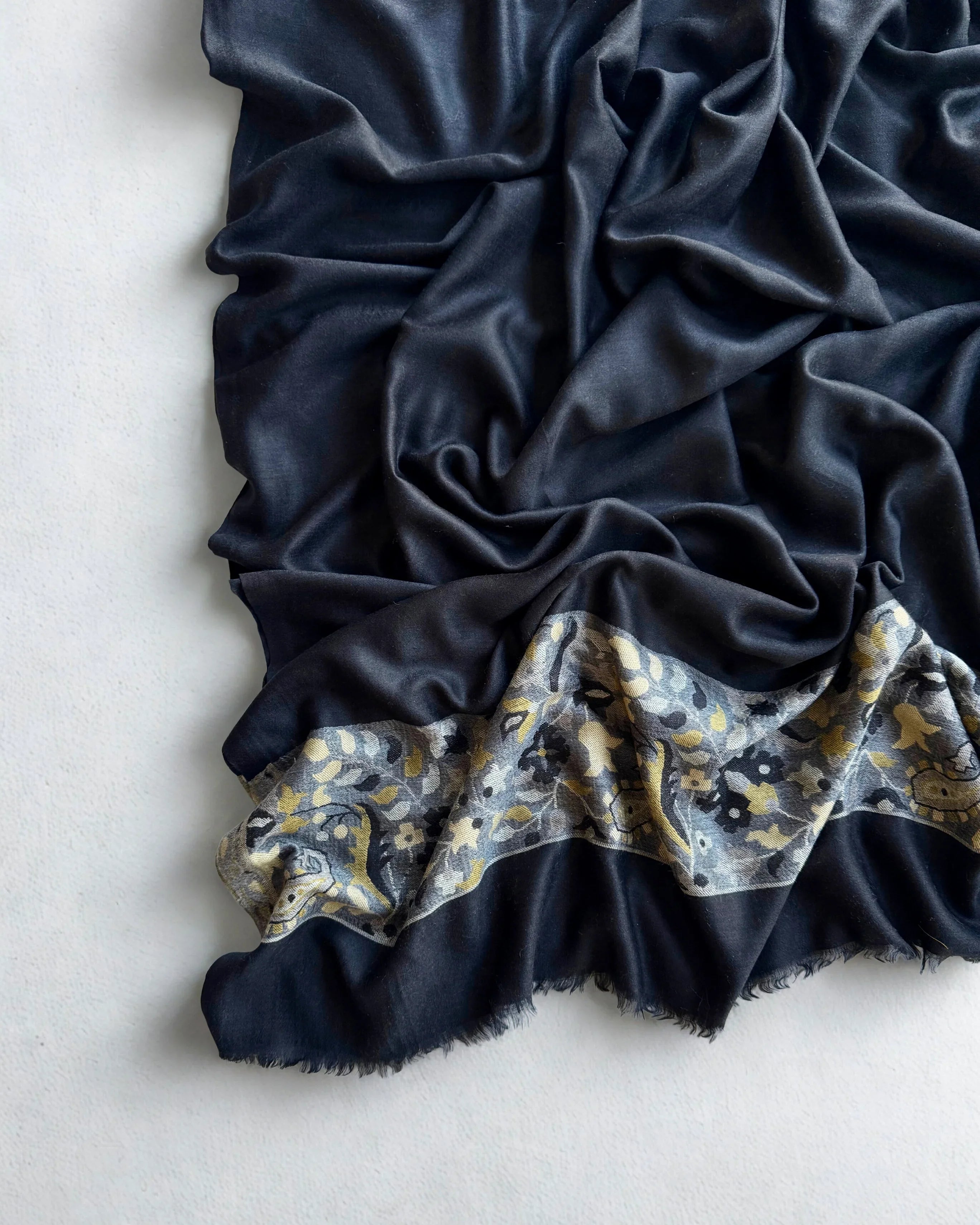 Fine Pashmina Ring shawl in black, handwoven pashmina ring shawl, view 3