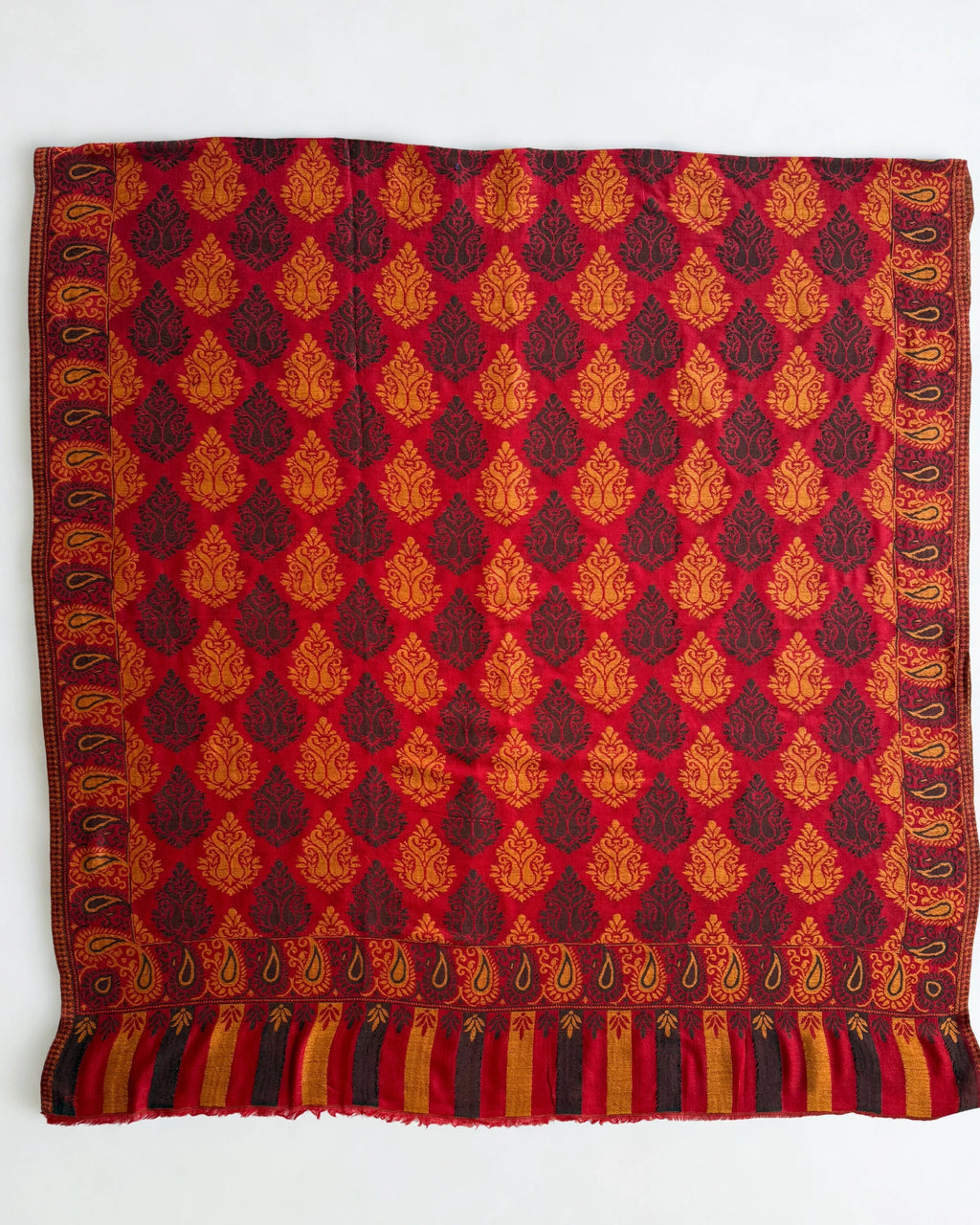 Fine Pashmina Ring shawl in red, handwoven pashmina ring shawl, view 4