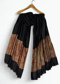 Fine Pashmina Ring Palladar shawl in midnight black, handwoven pashmina ring shawl