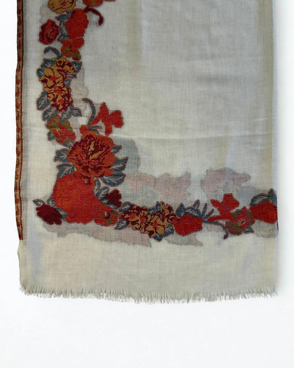 Pure Kashmiri Pashmina Kani shawl in white, handwoven Kani pashmina, view 3