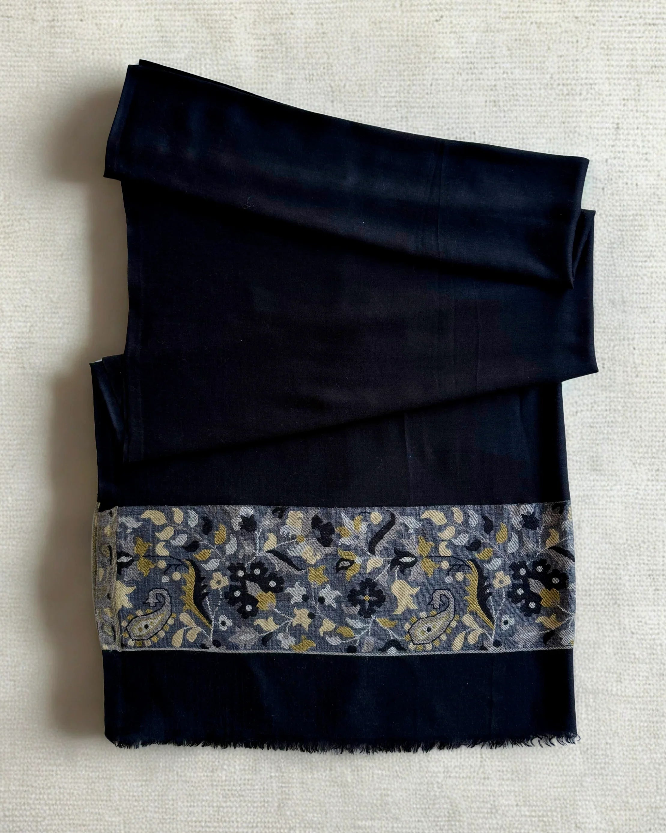 Fine Pashmina Ring shawl in black, handwoven pashmina ring shawl, view 5