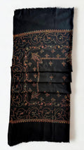 Swati Shahtoosh fully embroidered shawl in black, hand-embroidered Swati pashmina
