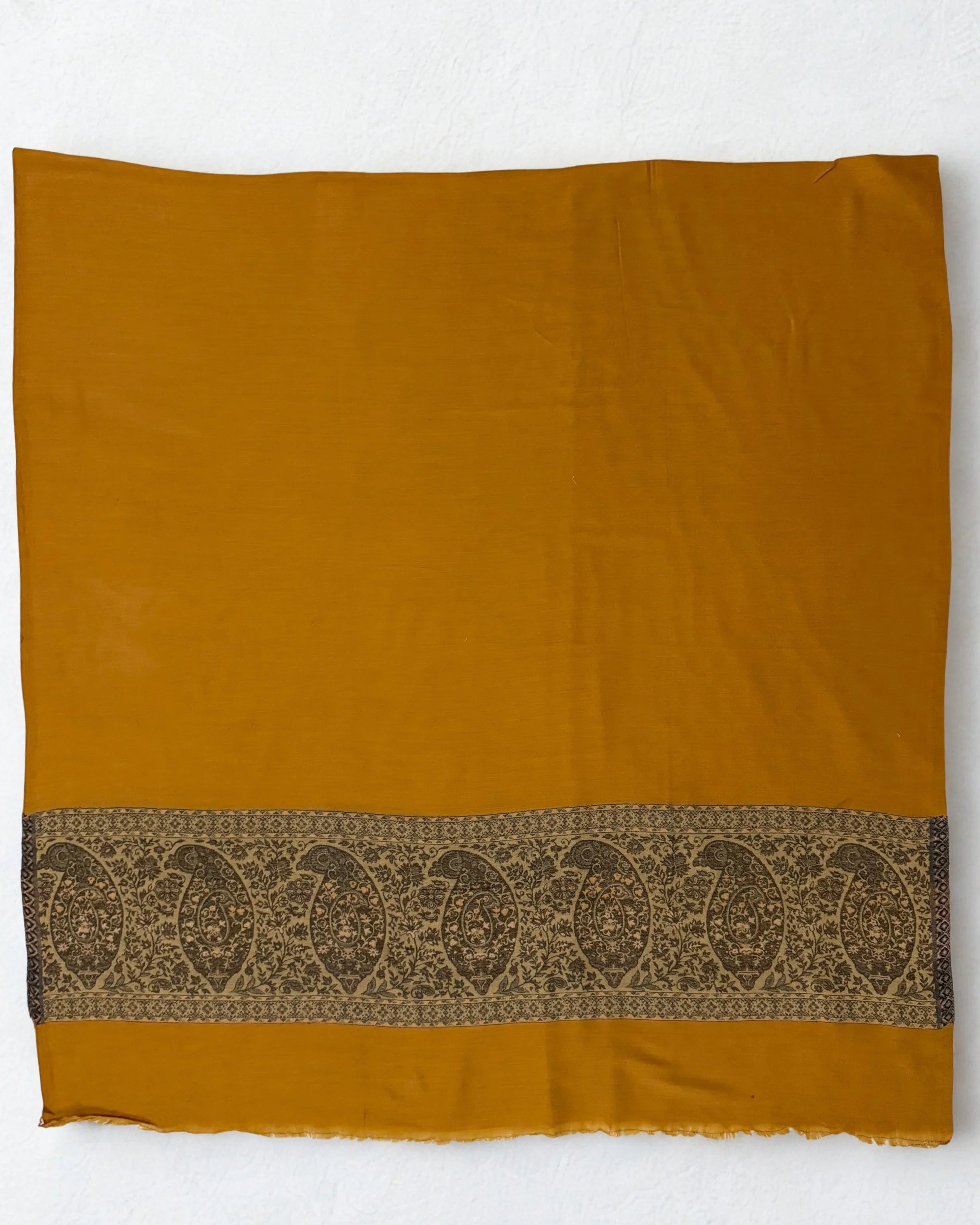 Fine Pashmina Ring Palladar shawl in mango, handwoven pashmina ring shawl, view 2