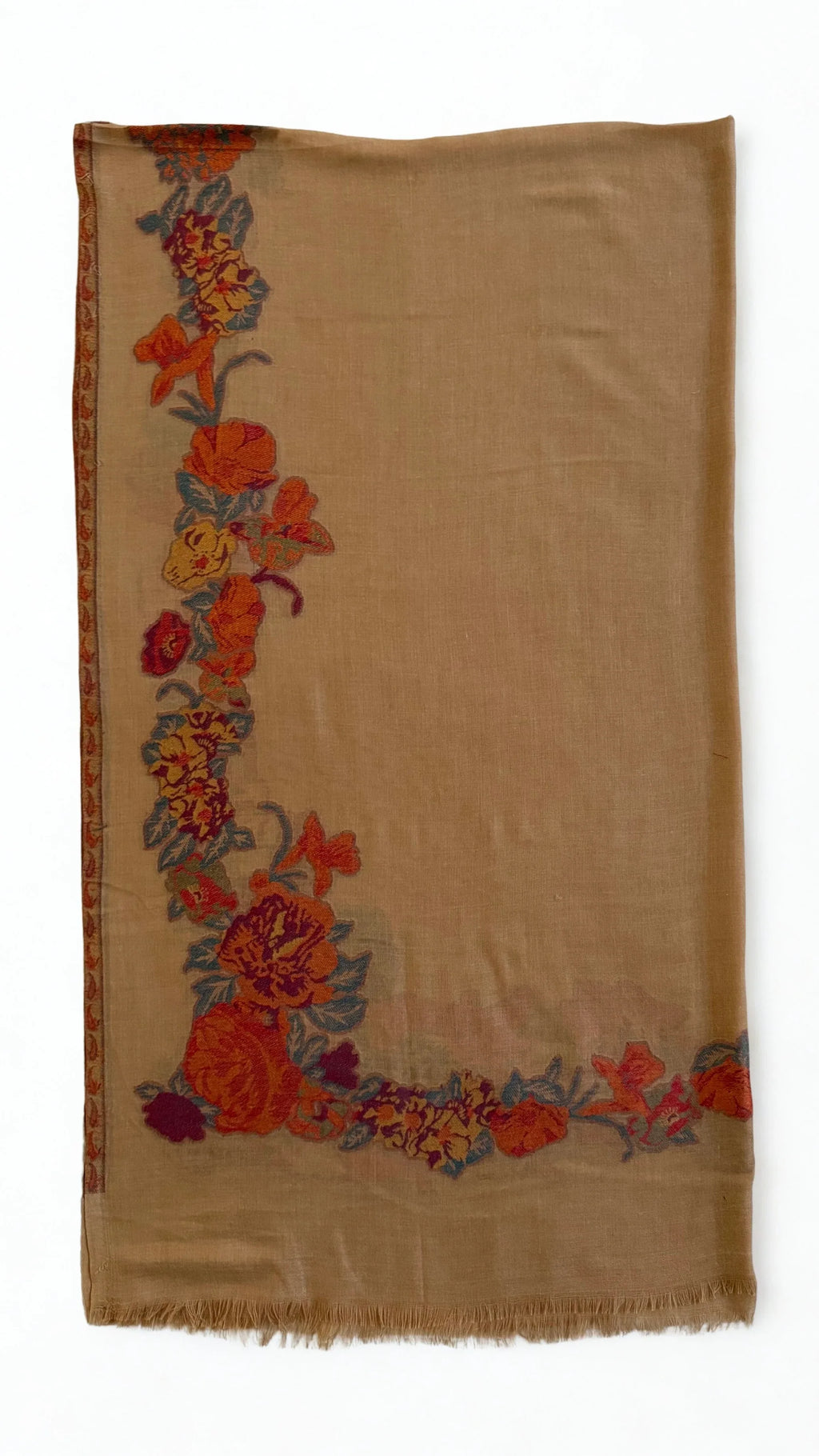 Everyday Kani shawl in khaki, handwoven in Kashmir, view 3