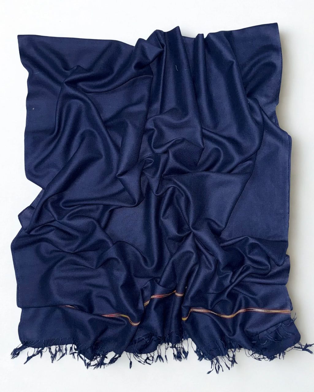Lambswool shawl in navy blue, handwoven woollen shawl, view 3