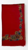 Pure Kashmiri Pashmina Kani shawl in red, handwoven Kani pashmina