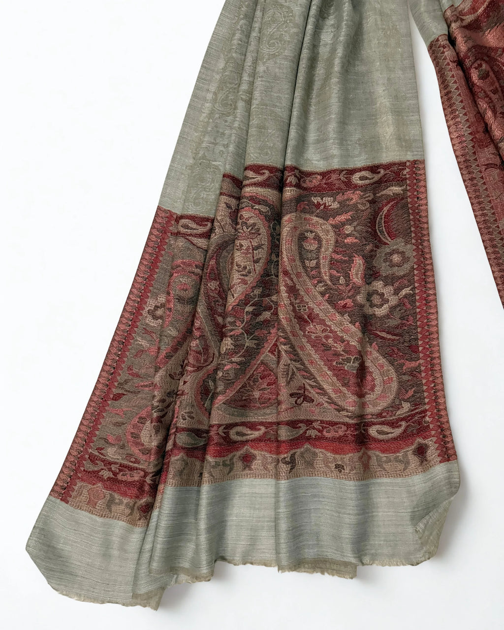 Fine Pashmina Ring Palladar shawl in grey, handwoven pashmina ring shawl, view 3