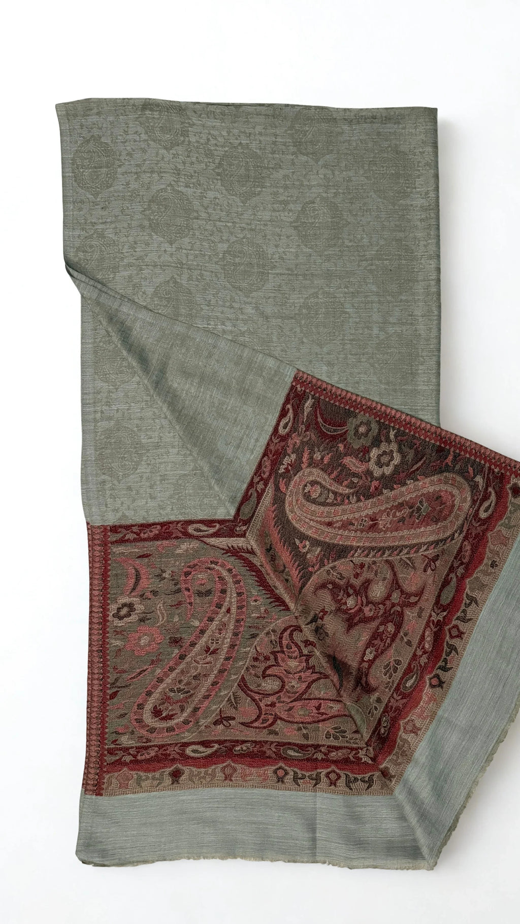 Fine Pashmina Ring Palladar shawl in grey, handwoven pashmina ring shawl, view 2