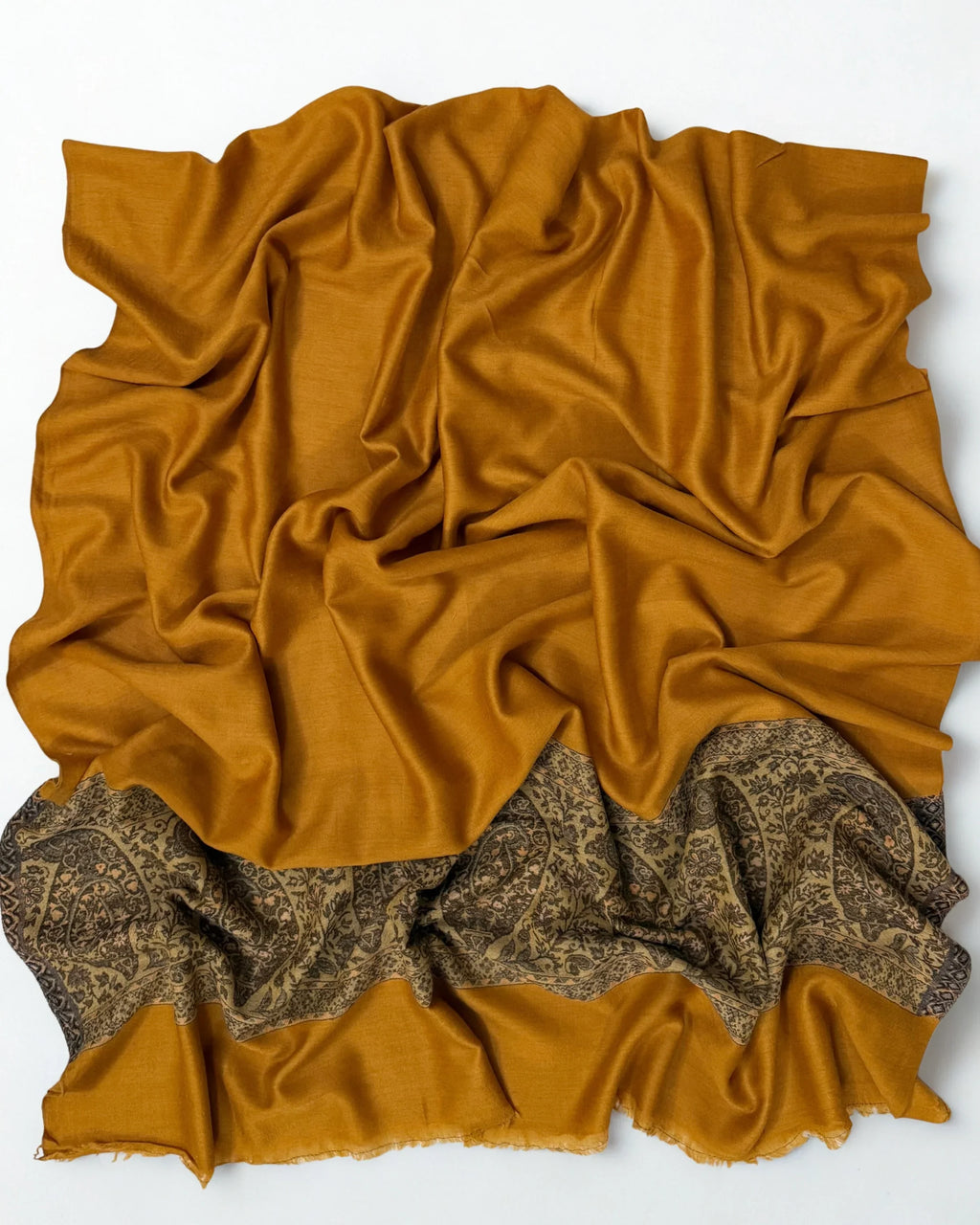 Fine Pashmina Ring Palladar shawl in mango, handwoven pashmina ring shawl, view 6