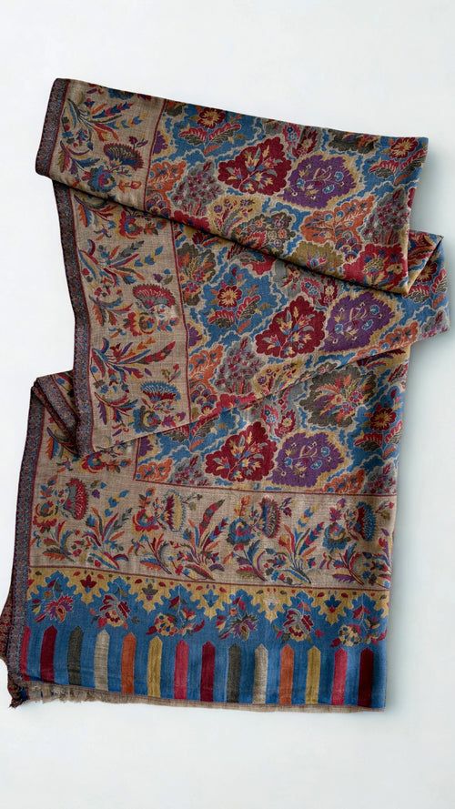 Fine Pashmina Kani shawl, hand-embroidered Kani pashmina