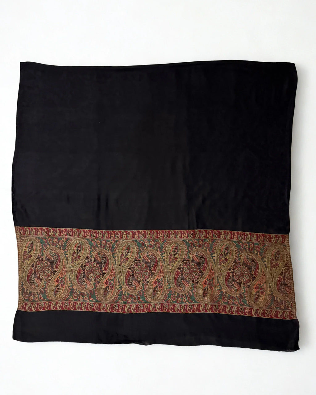 Fine Pashmina Ring Palladar shawl in midnight black, handwoven pashmina ring shawl, view 6