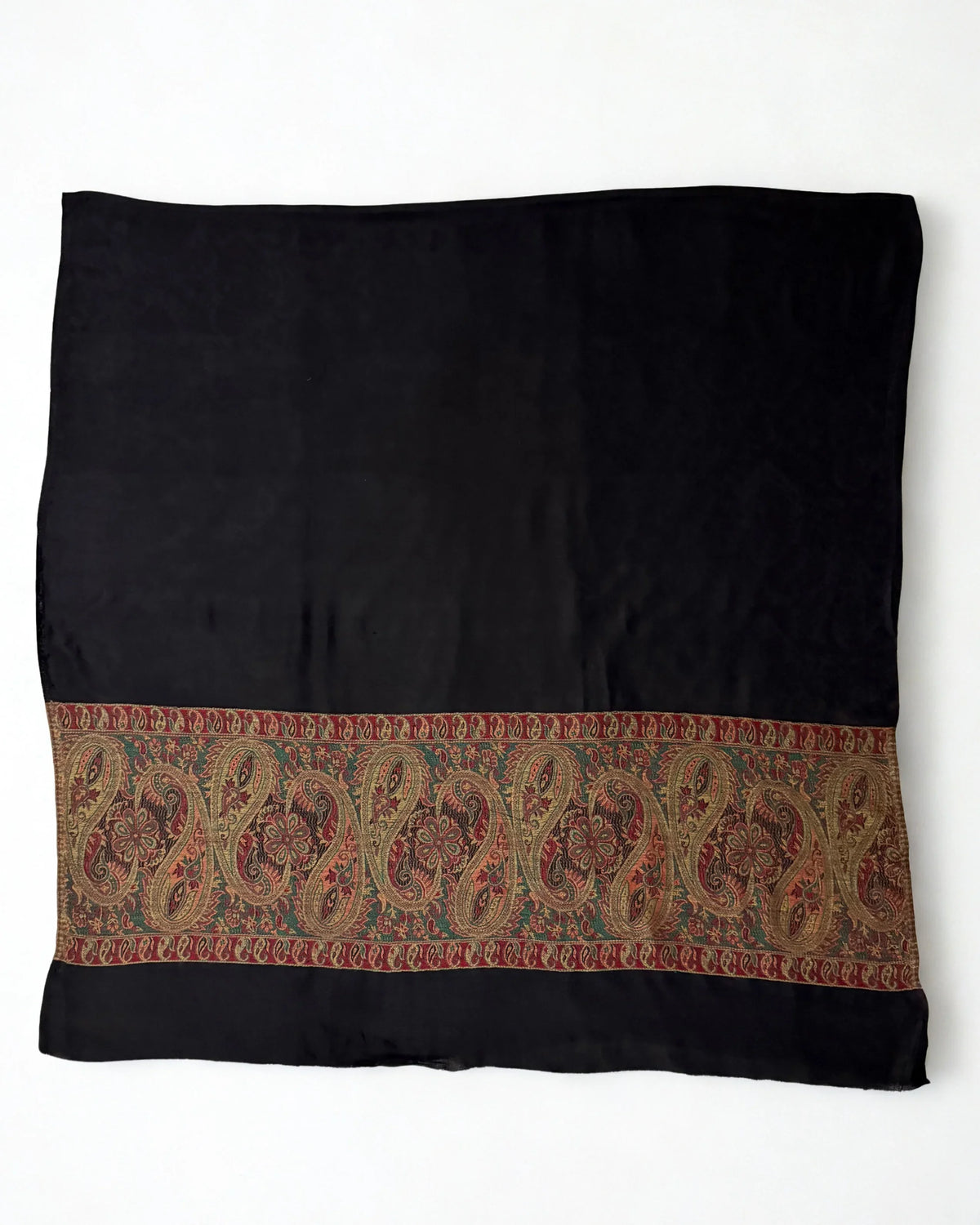 Fine Pashmina Ring Palladar shawl in midnight black, handwoven pashmina ring shawl, view 6