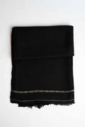 Swati Pashmina shawl in solid black, handwoven Swati pashmina