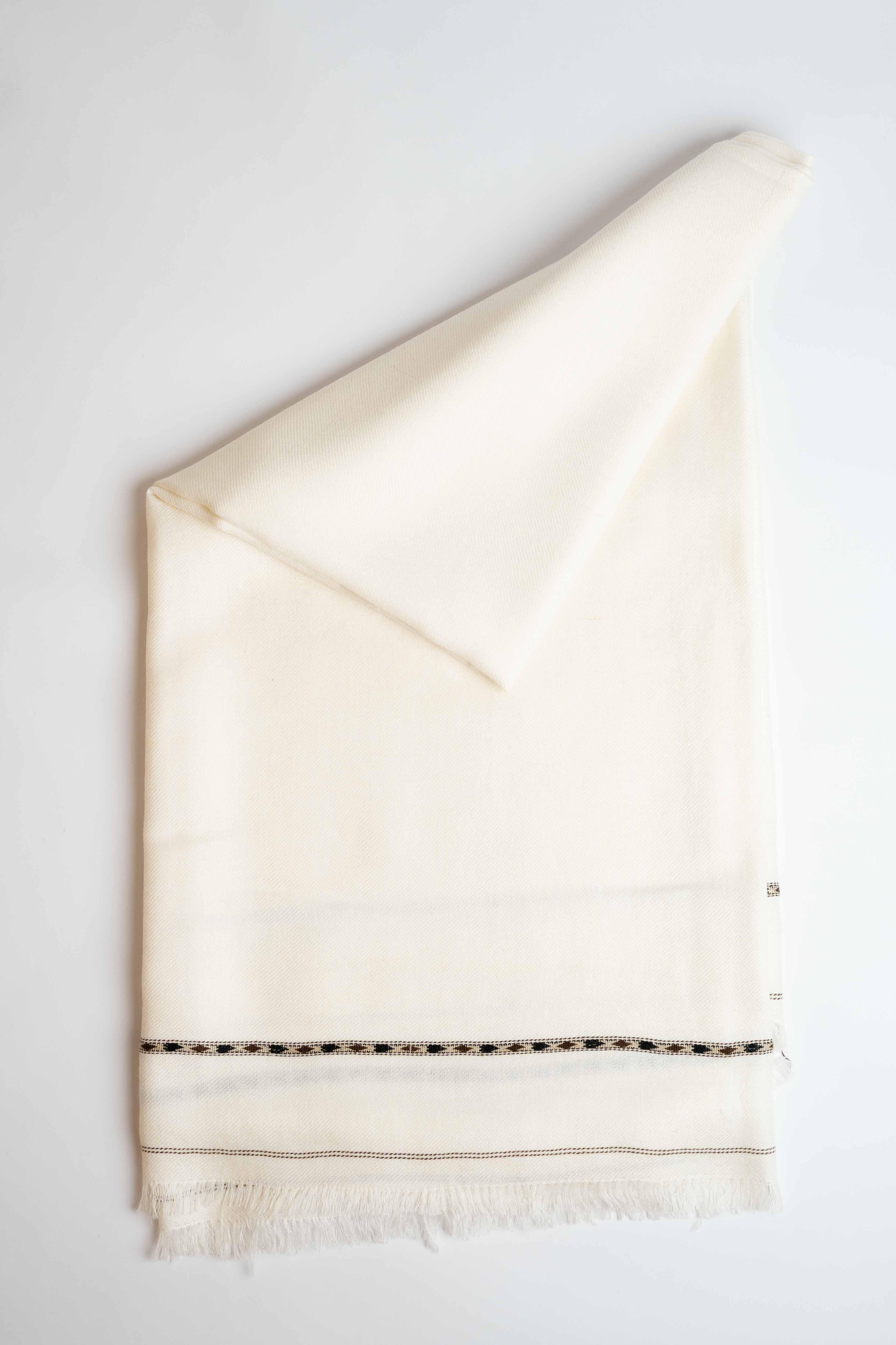 Swati Pashmina shawl in off-white, handwoven Swati pashmina, view 2