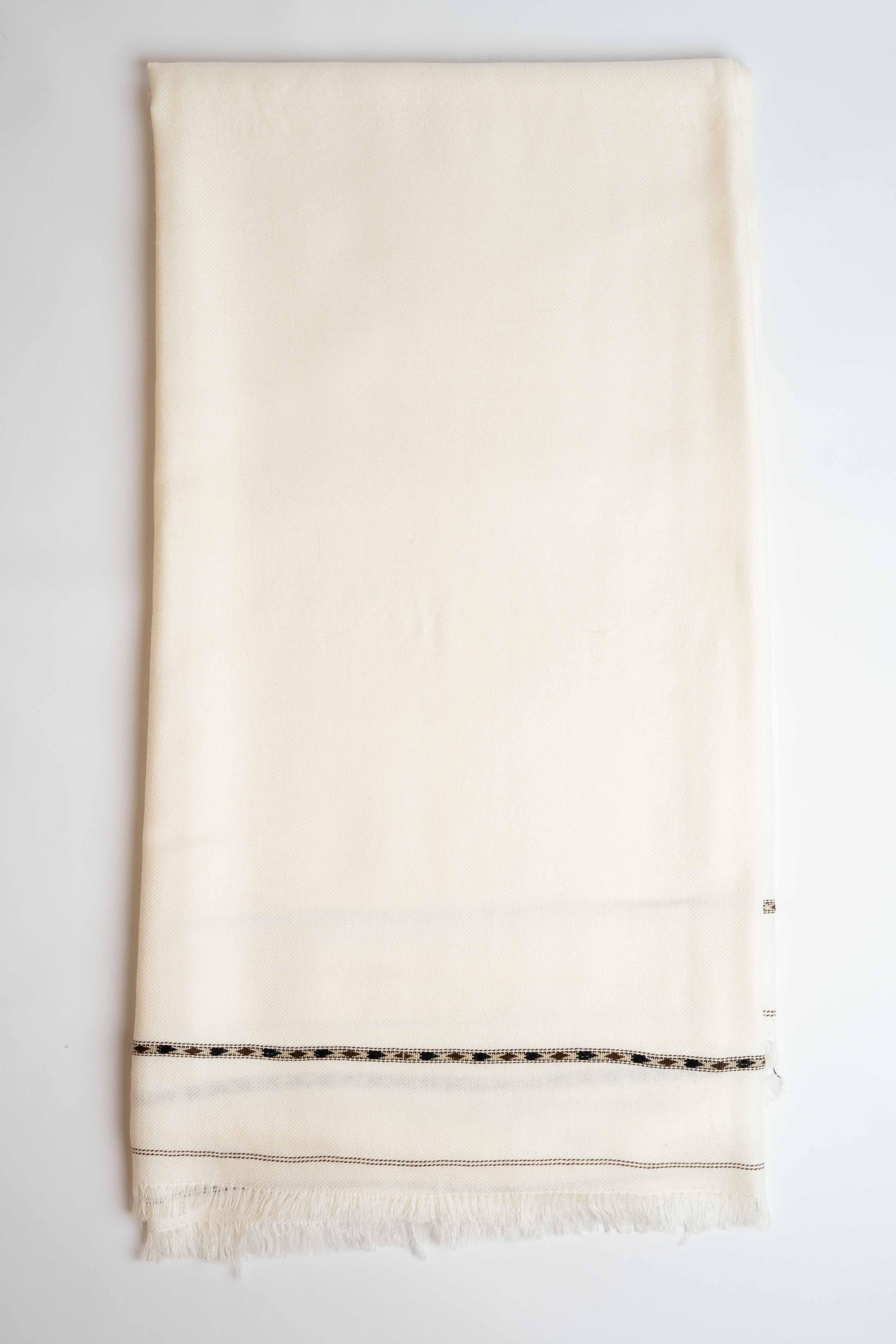 Swati Pashmina shawl in off-white, handwoven Swati pashmina