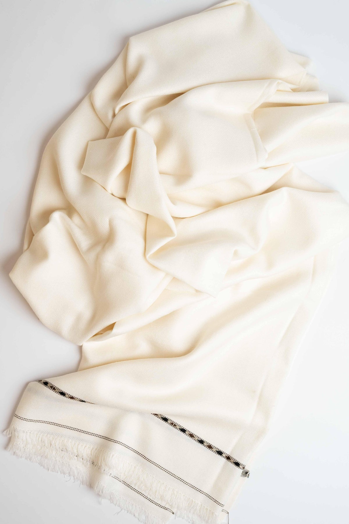 Swati Pashmina shawl in off-white, handwoven Swati pashmina, view 3