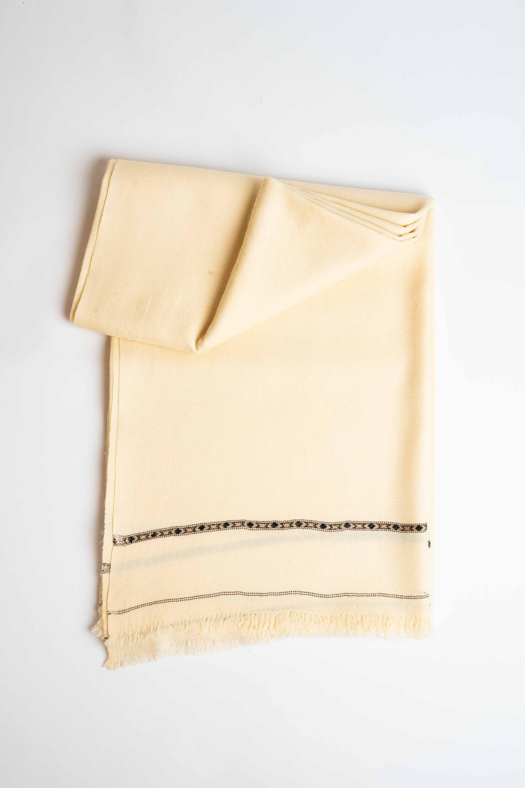 Swati Pashmina shawl in cream, handwoven Swati pashmina, view 2