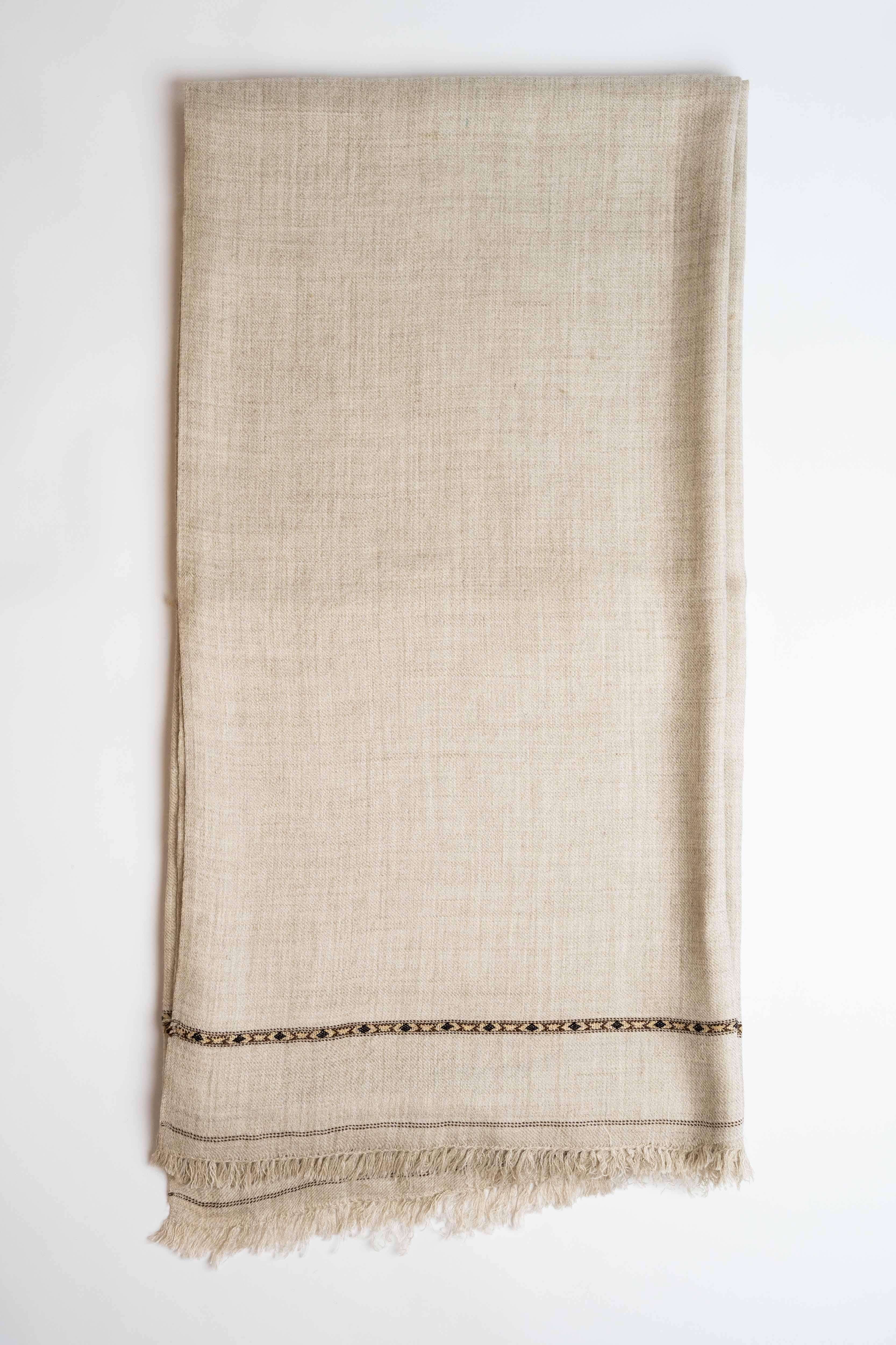 Swati Pashmina shawl in stone, handwoven Swati pashmina