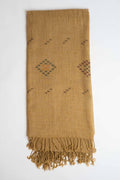 Khadi Swati Pashmina shawl in dark mustard, handwoven Swati pashmina