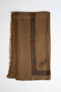 Swati Pashmina embroidered shawl in brown, hand-embroidered pashmina
