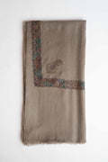Swati Pashmina embroidered shawl in grey, hand-embroidered pashmina