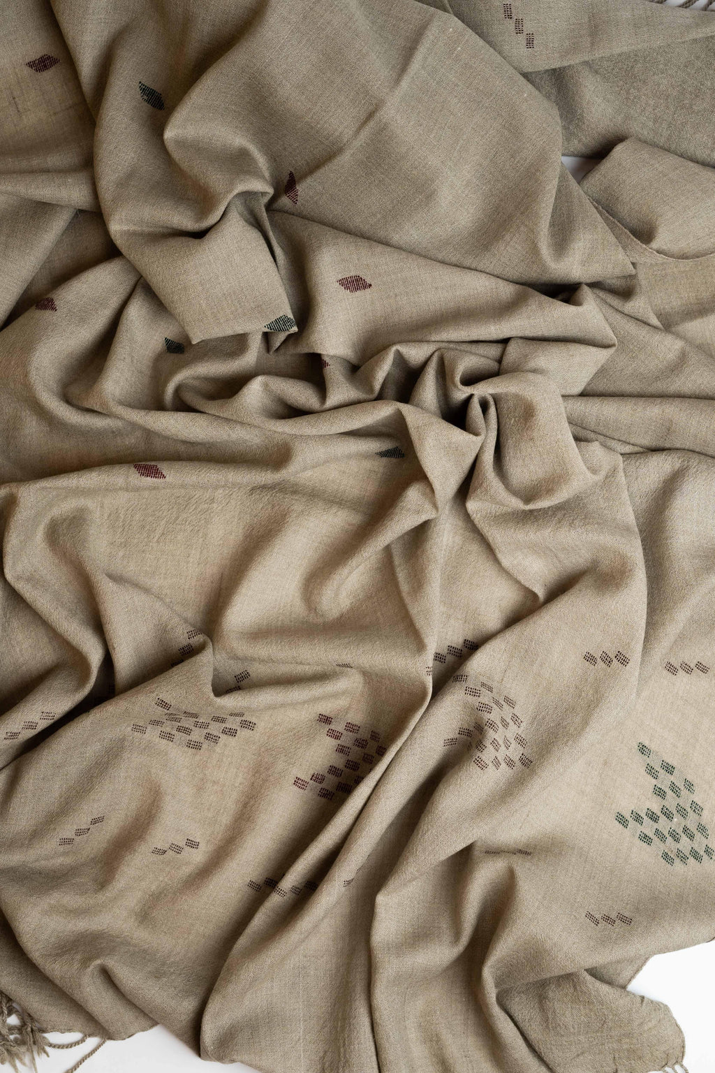 Khadi Swati Pashmina shawl in grey, handwoven Swati pashmina, view 3
