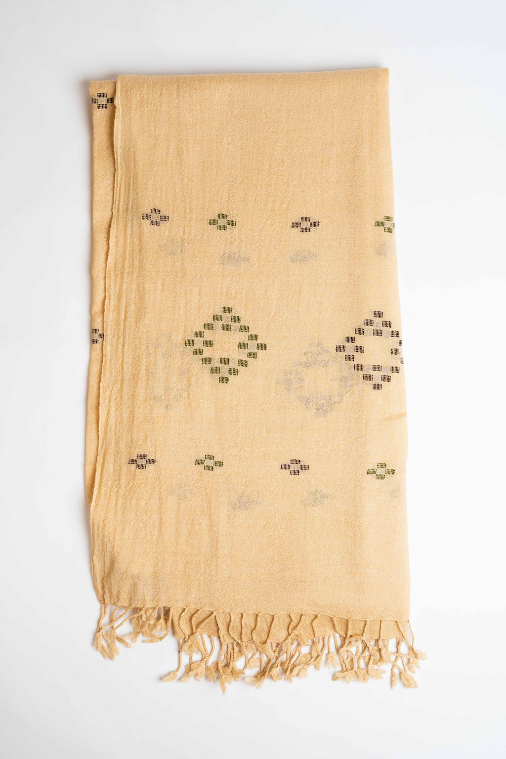Khadi Swati Pashmina shawl in light amber, handwoven Swati pashmina