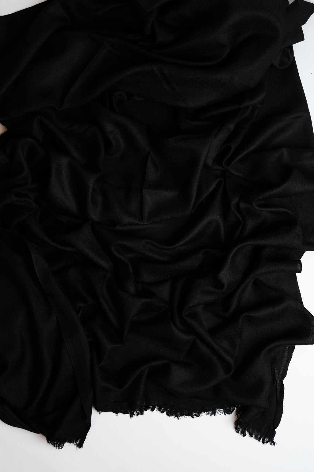 Pure woollen shawl in solid black, handwoven wool shawl, view 3