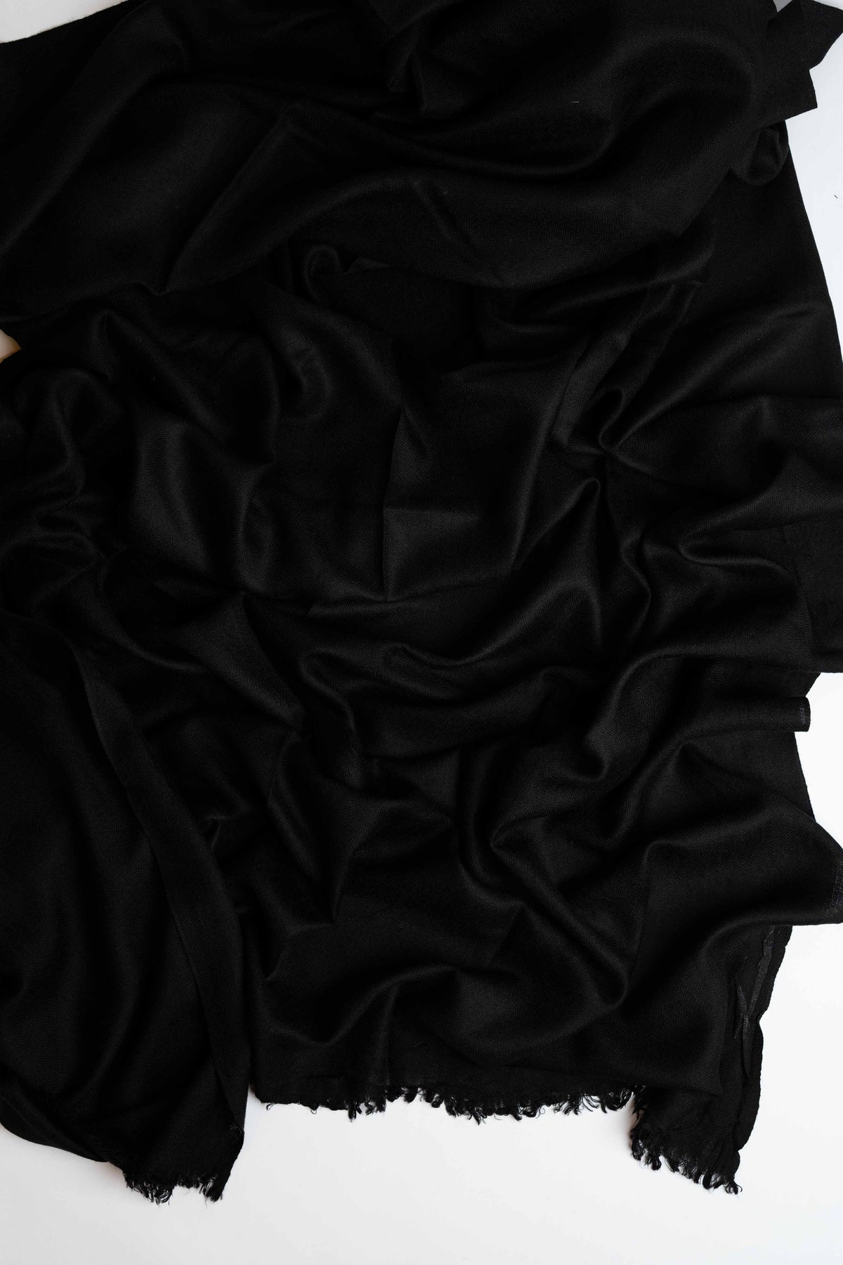 Pure woollen shawl in solid black, handwoven wool shawl, view 3