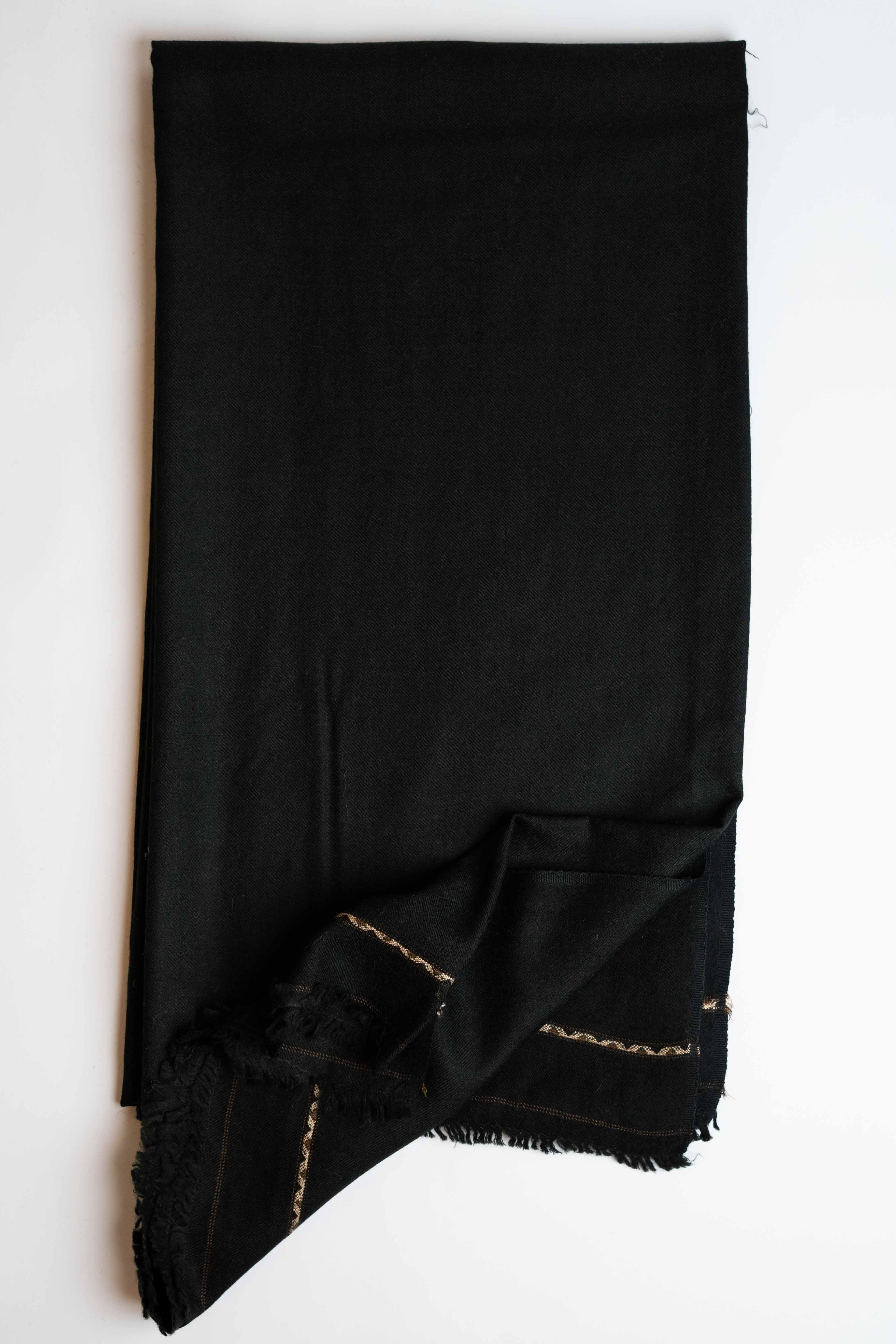 Pure Swati Pashmina shawl in black, handwoven Swati pashmina, view 2