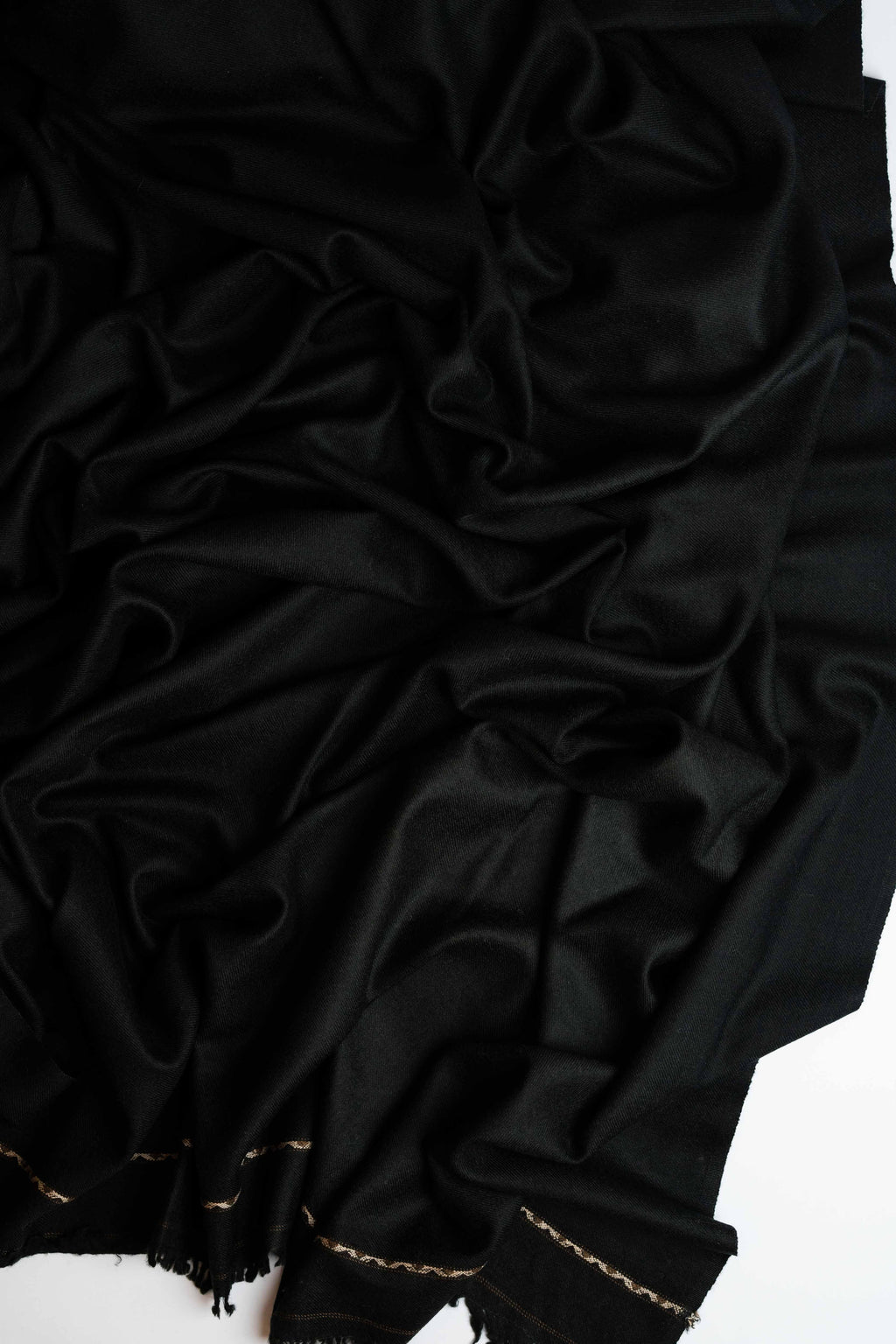 Pure Swati Pashmina shawl in black, handwoven Swati pashmina, view 4