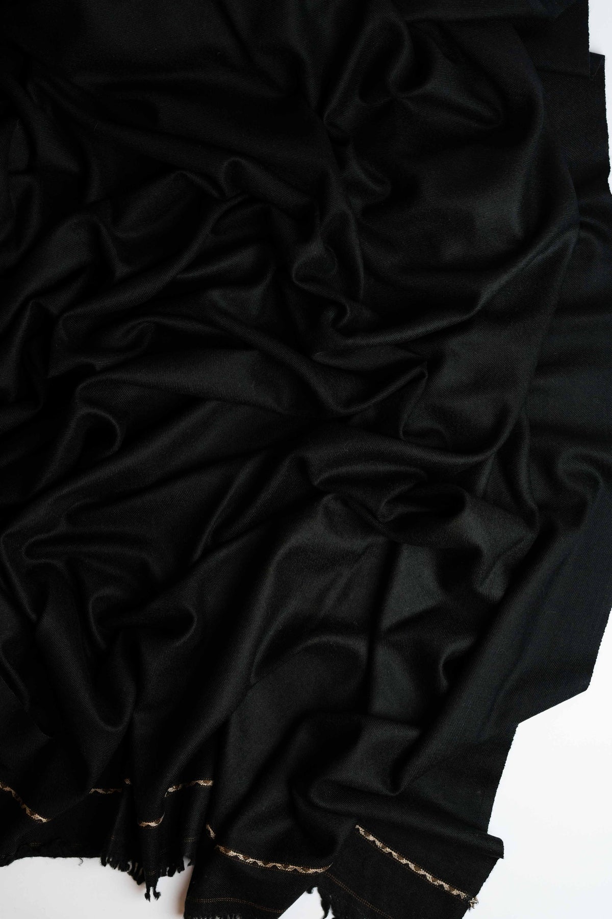 Pure Swati Pashmina shawl in black, handwoven Swati pashmina, view 4