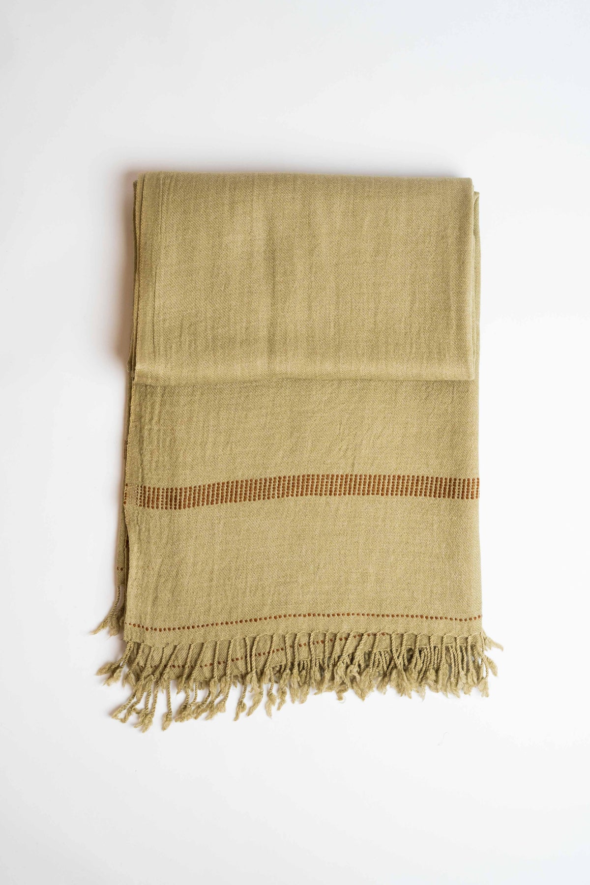 Mix Pashmina shawl in olive, handwoven pashmina blend, view 2