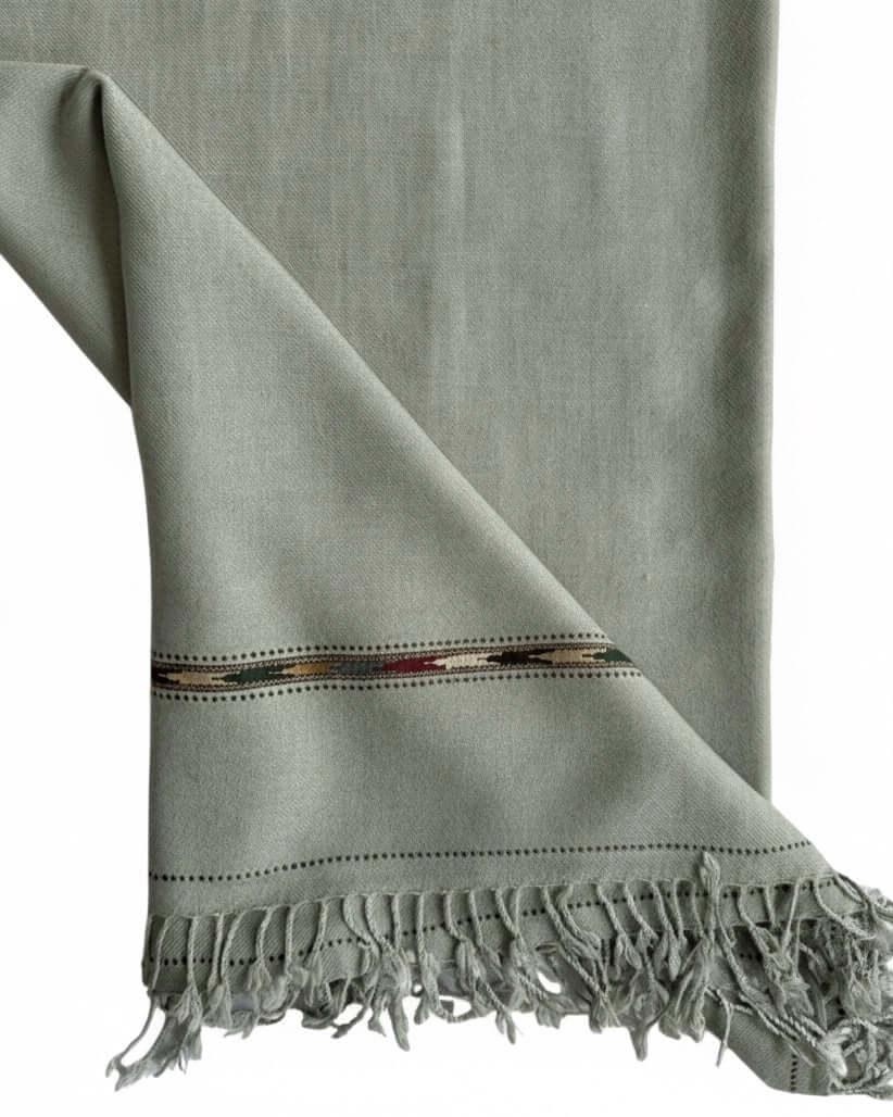 Mix Pashmina shawl in sage green, handwoven pashmina blend, view 3