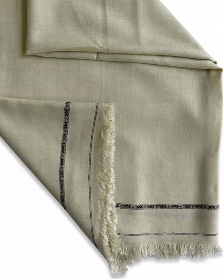 Swati Pashmina woollen shawl in beige, handwoven Swati pashmina, view 2