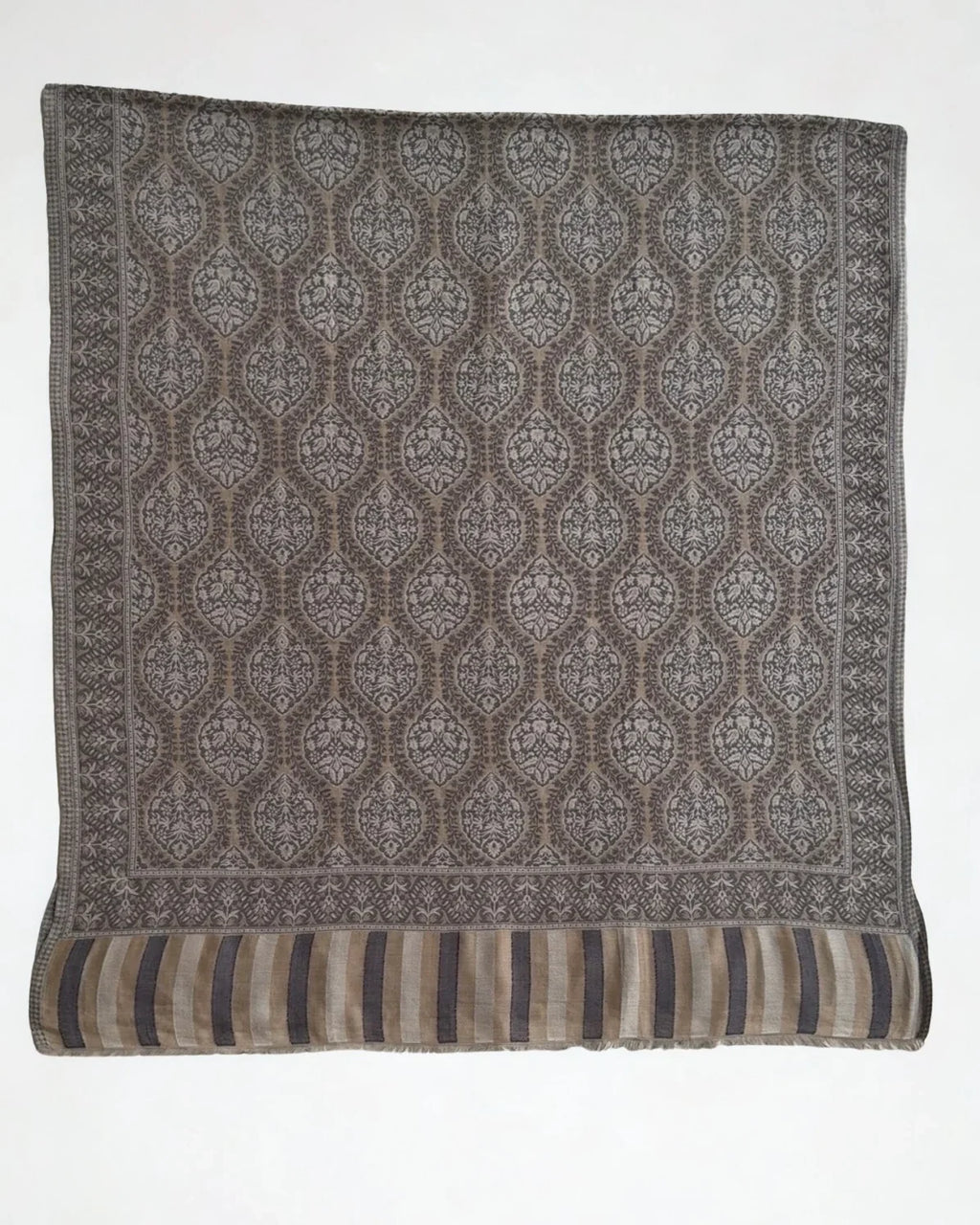Fine Pashmina Ring Palladar shawl in dusty walnut, handwoven pashmina ring shawl, view 3