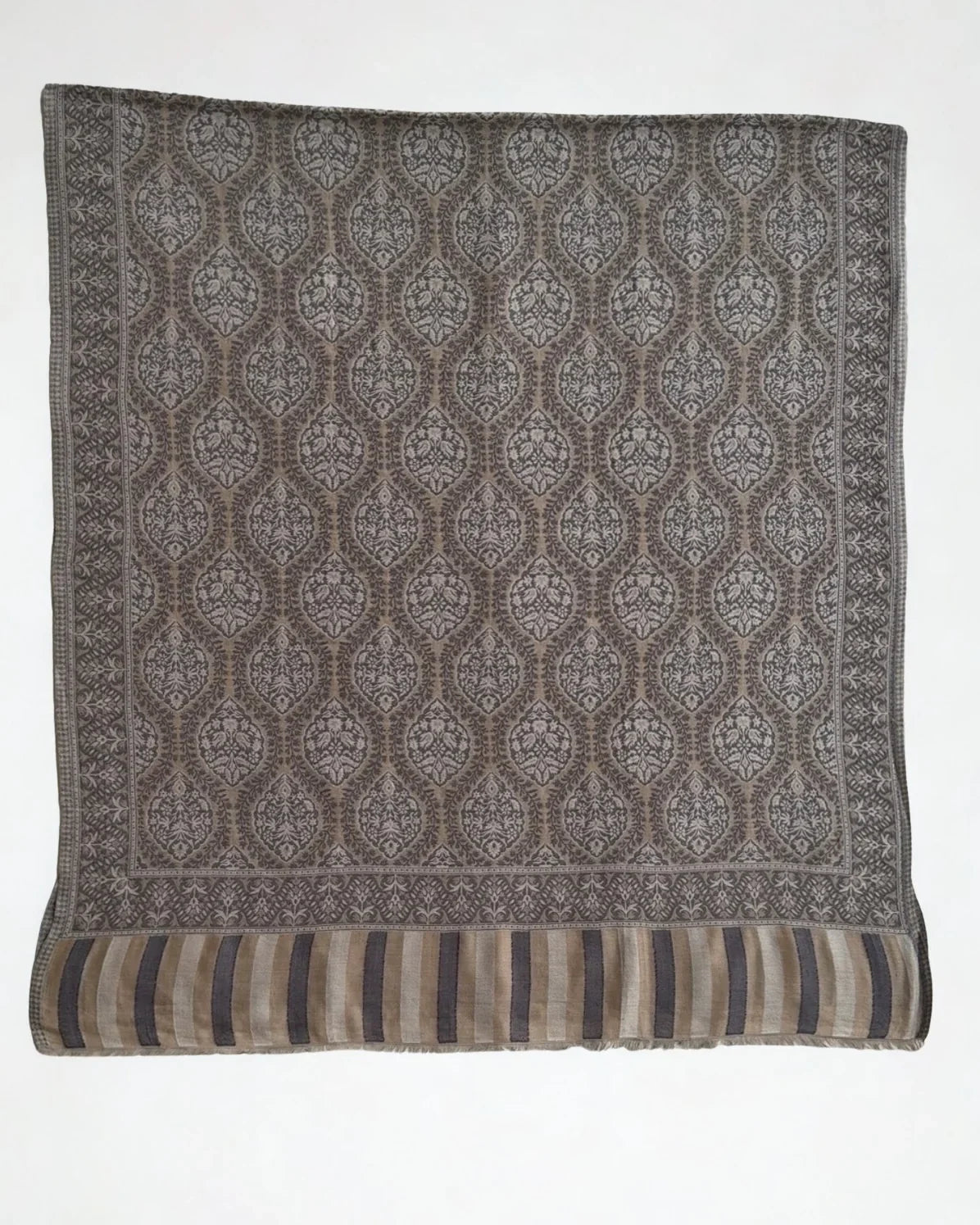 Fine Pashmina Ring Palladar shawl in dusty walnut, handwoven pashmina ring shawl, view 3