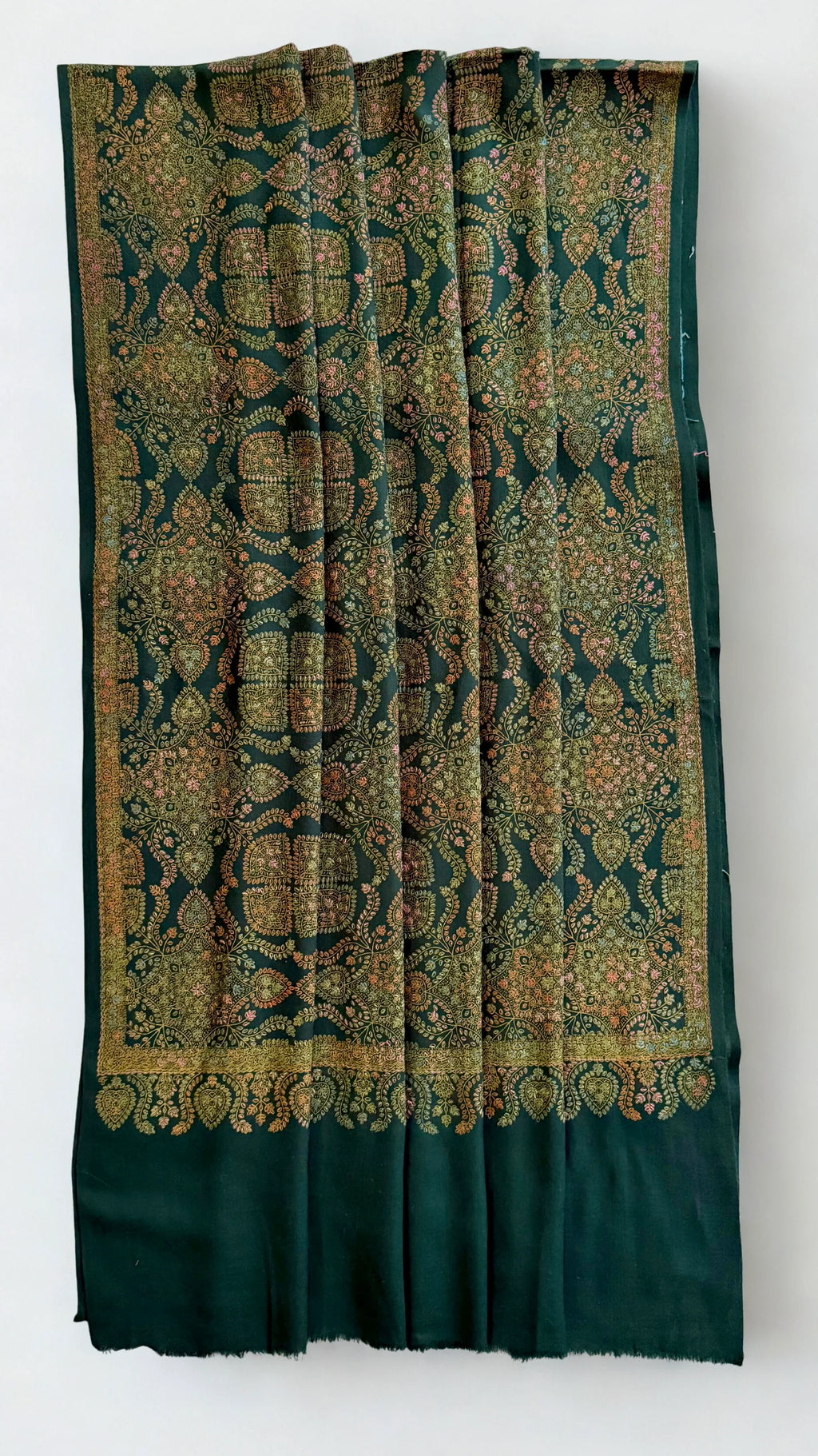 Pure Kashmiri Pashmina handwoven shawl in emerald green