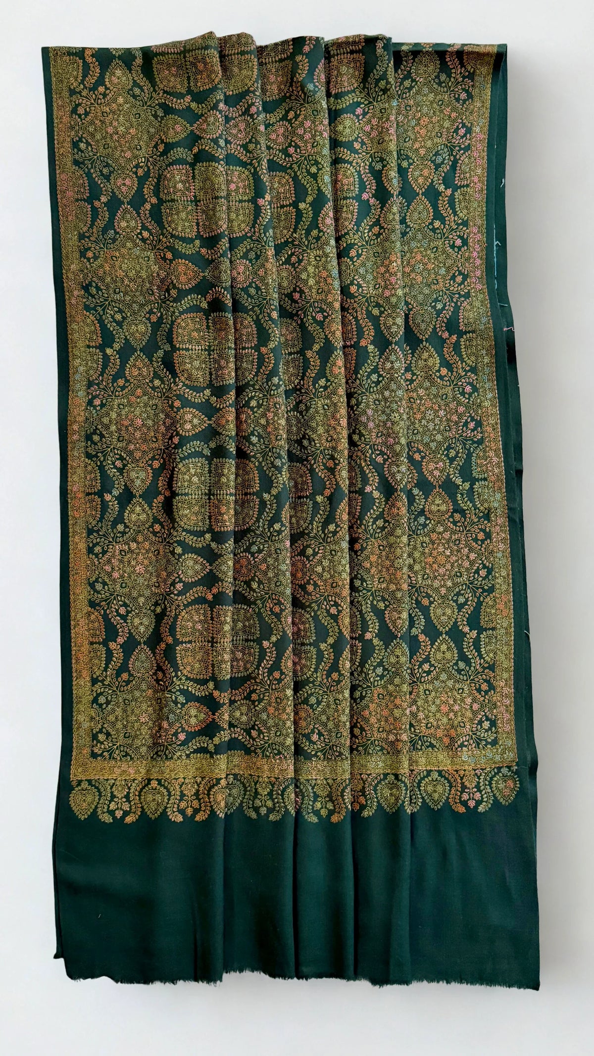 Pure Kashmiri Pashmina handwoven shawl in emerald green
