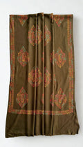 Pure Kashmiri Pashmina handwoven shawl in olive brown