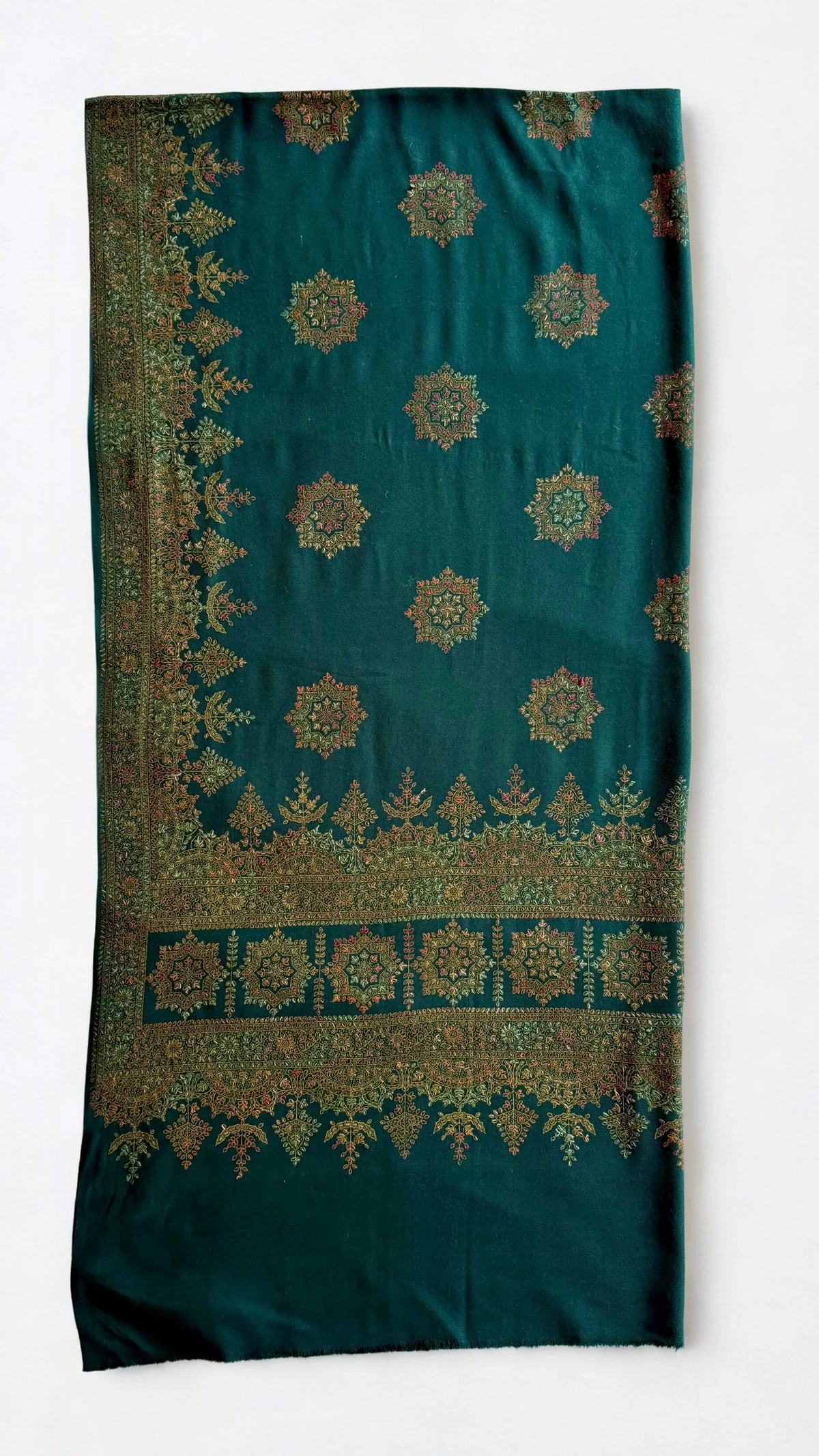 Pure Kashmiri Pashmina handwoven shawl in peacock blue