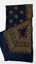 Pure Kashmiri Pashmina fully embroidered shawl in dark blue