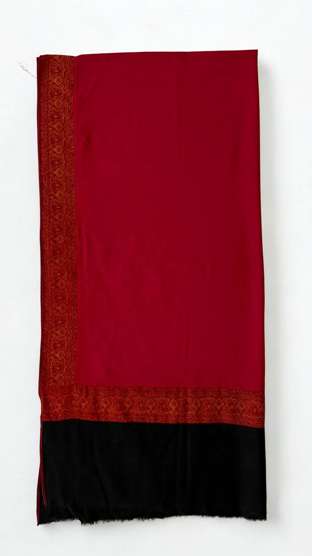 Kashmiri Pashmina shawl with border in red and black, view 3