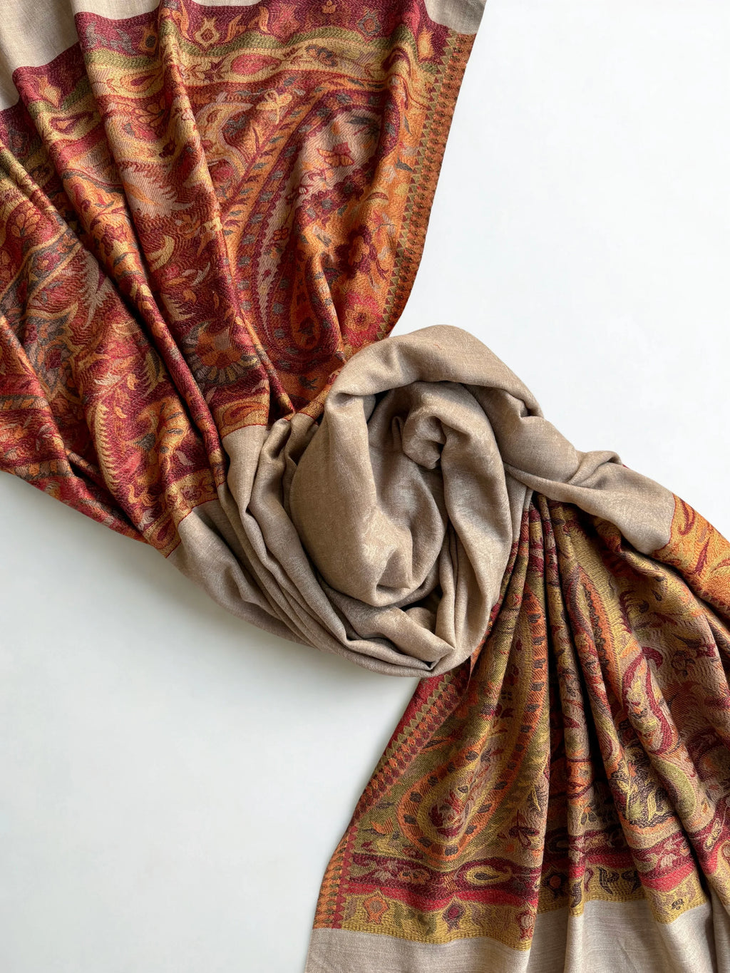 Fine Pashmina Ring Palladar shawl in Mushki, handwoven pashmina ring shawl, view 4